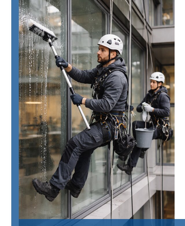 Профессиональная мойка витражей промышленными альпинистами в Фурманове