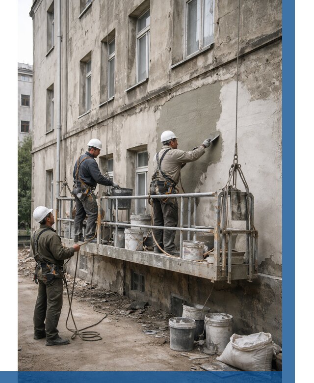 Капитальный ремонт фасада в Фурманове от 4279 р. | ВЫСОТНИК-Фрв