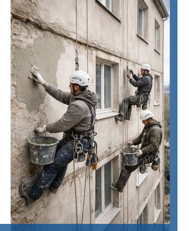 Ремонт штукатурного фасада в Фурманове от 764 р. под ключ | ВЫСОТНИК-Фрв