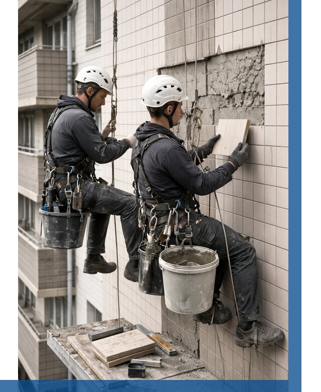 Ремонт облицовки фасада плиткой в Фурманове от 1834 р. | ВЫСОТНИК-Фрв