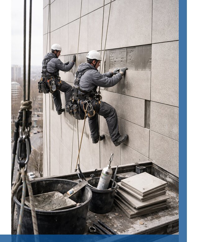 Ремонт фасада из керамогранита в Фурманове от 2547 р. | ВЫСОТНИК-Фрв