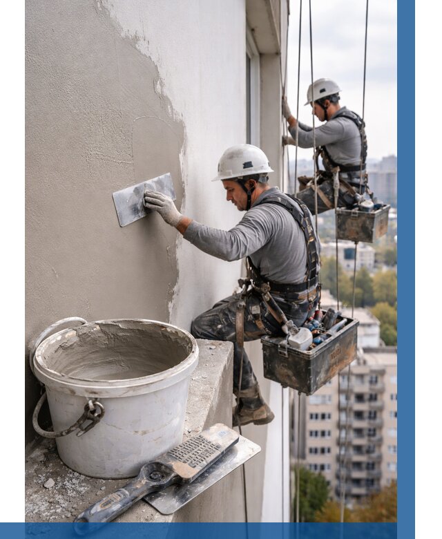 Шпаклевка фасада на высоте в Фурманове от 713 р. | ВЫСОТНИК-Фрв