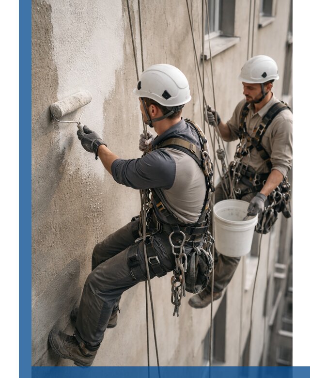 Грунтовка фасада на высоте в Фурманове промышленными альпинистами