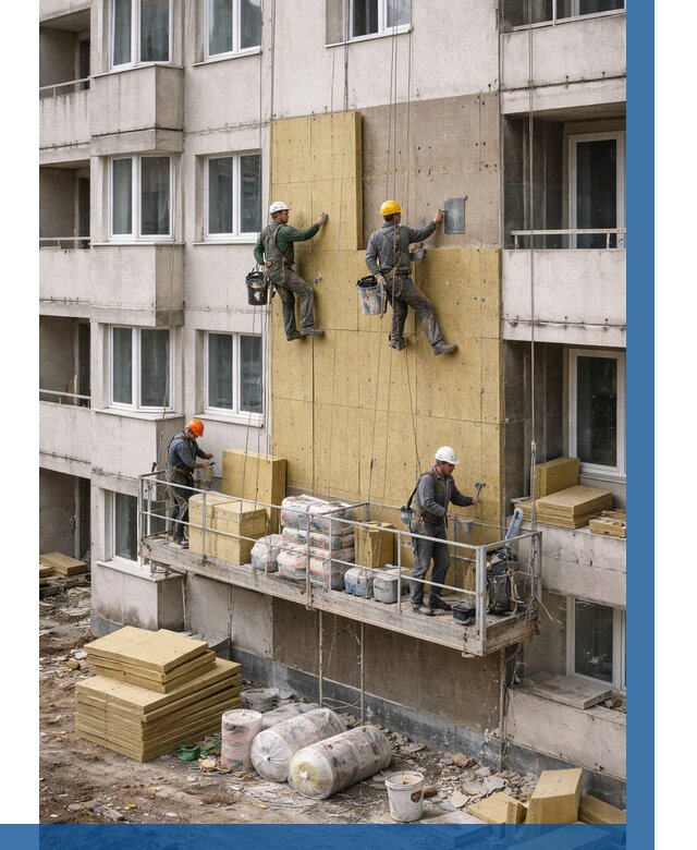 Утепление фасада минватой в Фурманове от 1528 р. | ВЫСОТНИК-Фрв