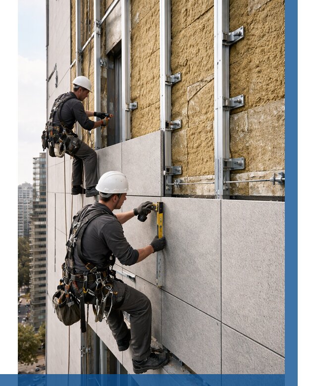 Монтаж вентилируемого фасада в Фурманове от 3566 р. | ВЫСОТНИК-Фрв