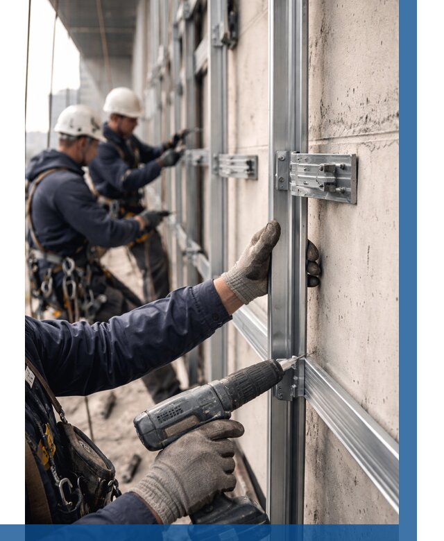 Монтаж подсистемы вентфасада в Фурманове от 866 р. | ВЫСОТНИК-Фрв