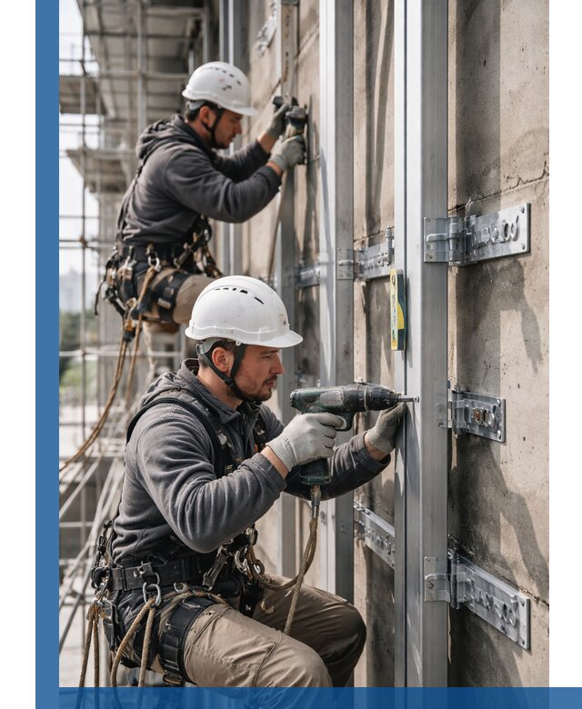 Монтаж и крепление подсистемы вентфасада в Фурманове