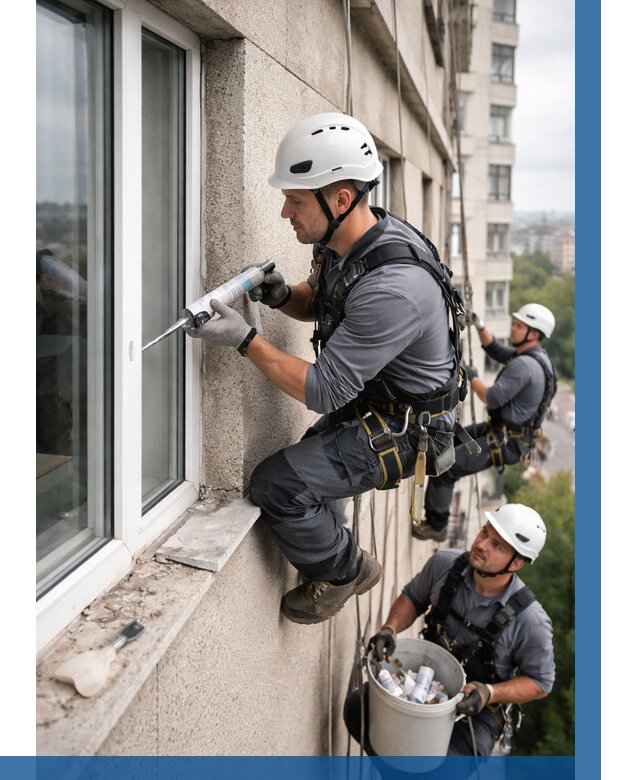 Герметизация оконных швов снаружи в Фурманове от 1528 р. | ВЫСОТНИК-Фрв