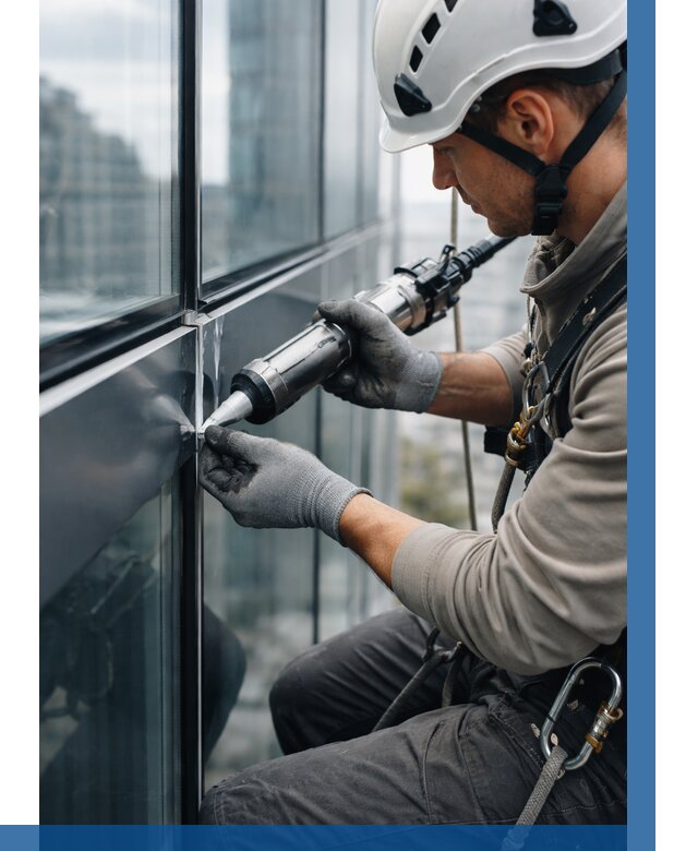 Герметизация стыков витража в Фурманове от 1223 р. | ВЫСОТНИК-Фрв