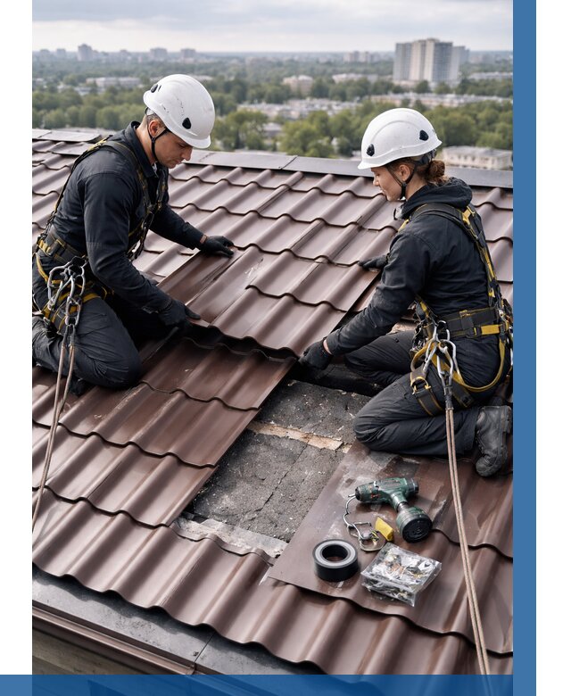 Ремонт металлочерепицы на крыше в Фурманове от 917 р. | ВЫСОТНИК-Фрв