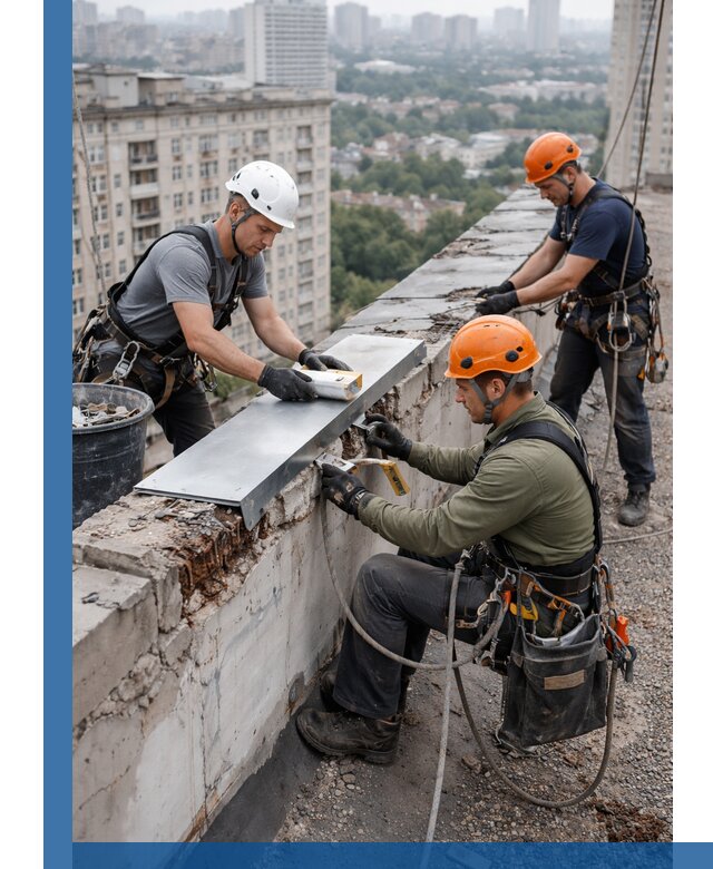 Ремонт парапета на кровле в Фурманове, высотные работы с гарантией