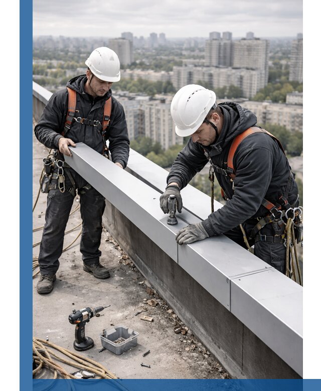 Монтаж парапетных крышек и ограждений кровли в Фурманове