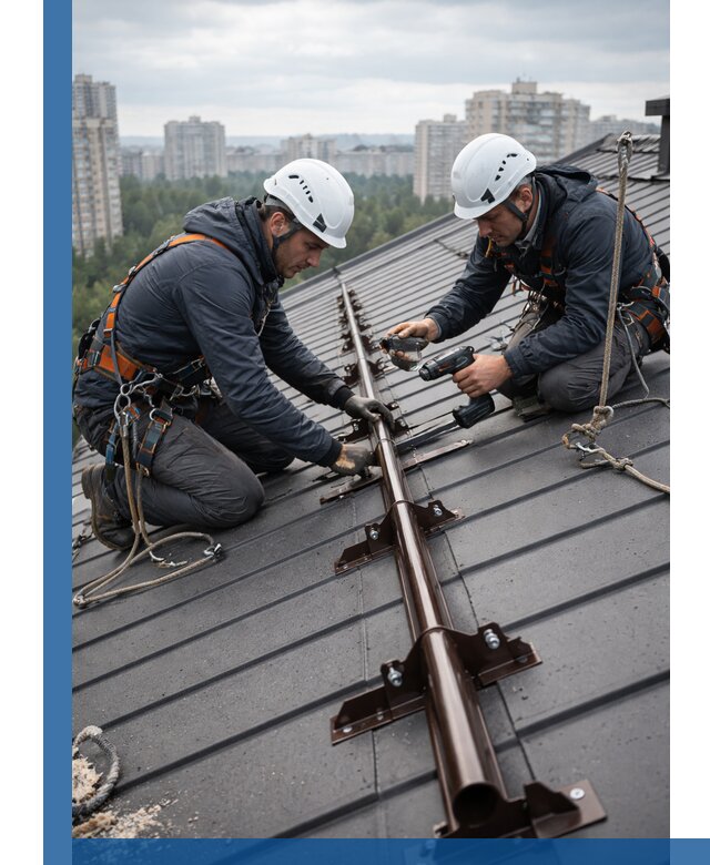 Монтаж снегозадержателей на кровле зданий в Фурманове под ключ