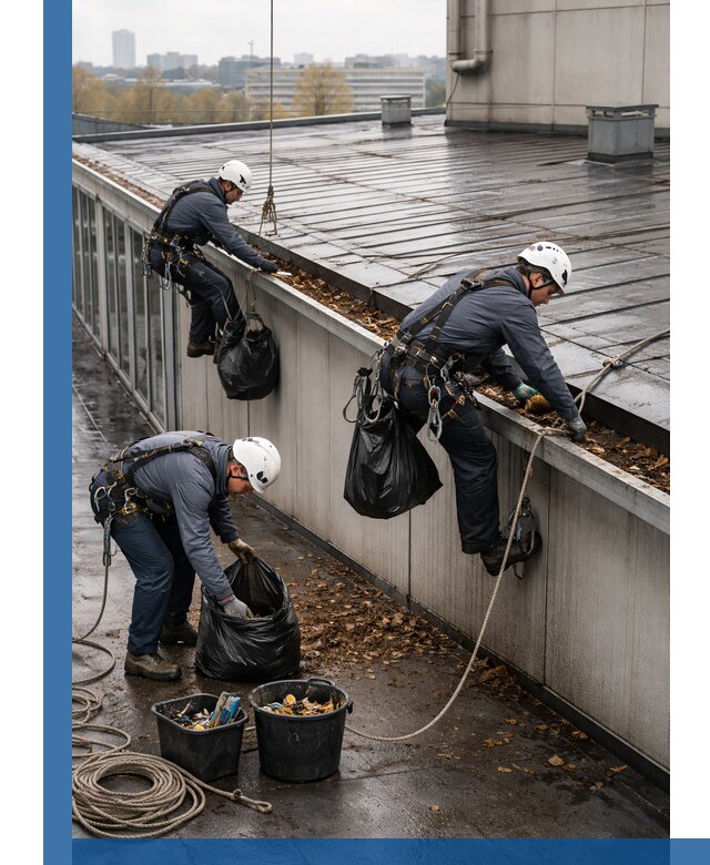 Очистка кровли по периметру в Фурманове силами промышленных альпинистов