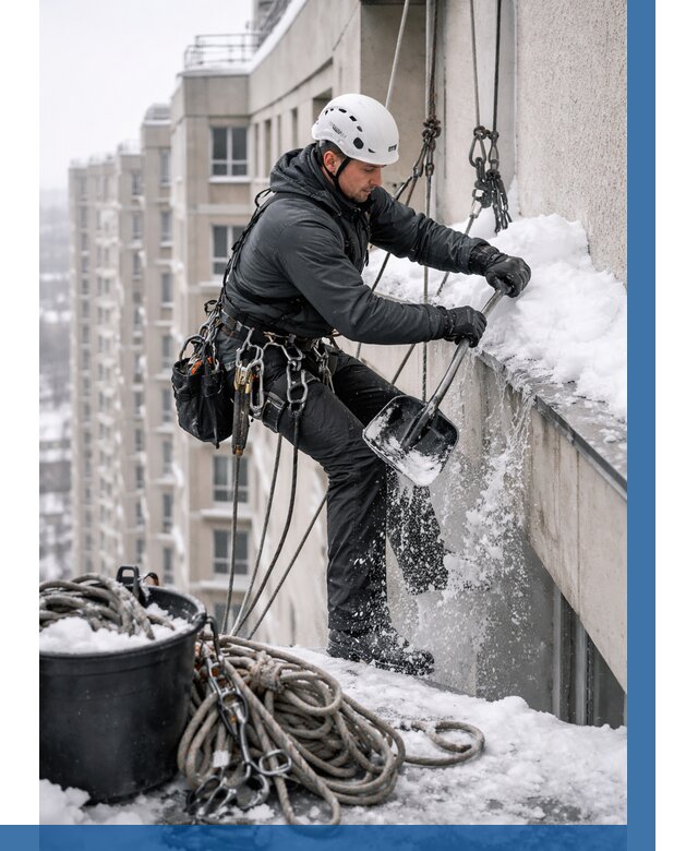 Очистка карнизов от снега в Фурманове от 306 р. | ВЫСОТНИК-Фрв