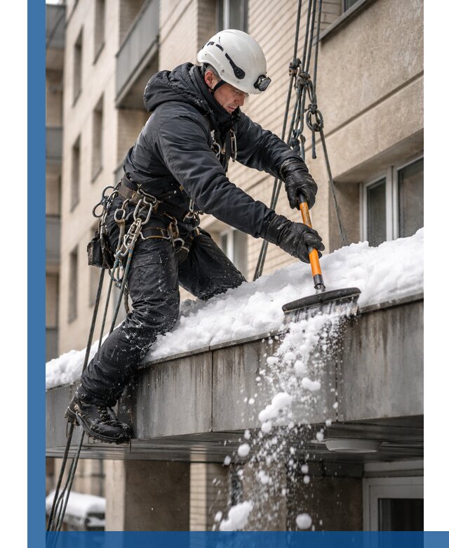 Очистка козырьков от снега в Фурманове круглогодично безопасно