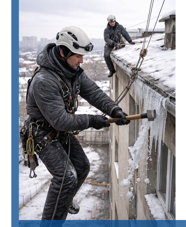 Сбивание и удаление сосулек с крыши в Фурманове безопасно