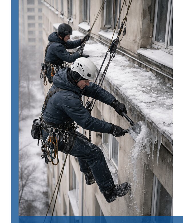 Удаление наледи и сосулек с карнизов в Фурманове профессионально