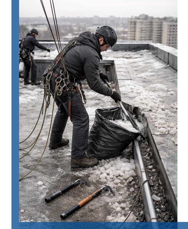 Аварийная очистка кровли в Фурманове от промальпинистов