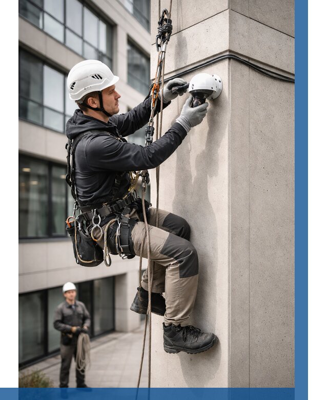 Монтаж камер видеонаблюдения на фасаде в Фурманове от 8660 р.-ВЫСОТНИК-Фрв