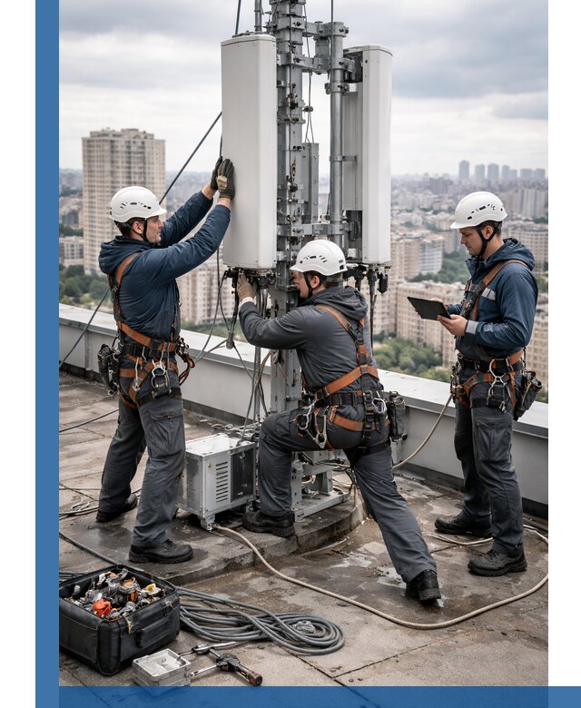 Монтаж антенн связи на крыше в Фурманове с вводом в эксплуатацию