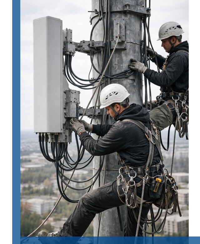 Монтаж оборудования связи на мачте в Фурманове с пусконаладкой