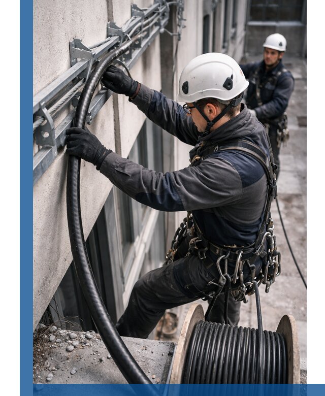 Протяжка кабеля питания на высоте в Фурманове с гарантией безопасности и качества