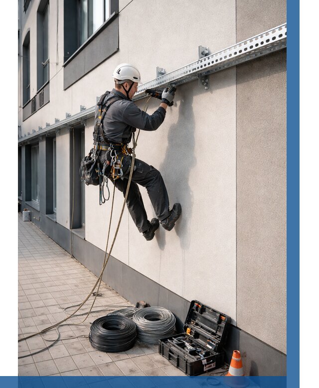 Монтаж кабельных лотков на фасаде в Фурманове от 1223 р. | ВЫСОТНИК-Фрв