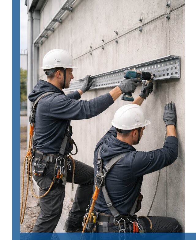 Монтаж кабельных лотков на фасаде зданий в Фурманове с гарантией