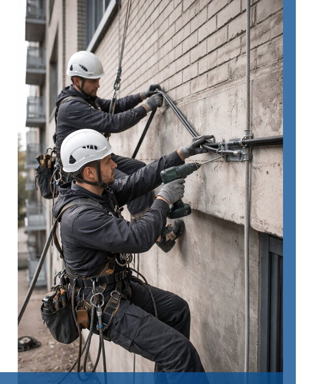 Крепление кабеля на фасаде в Фурманове от 357 р. | ВЫСОТНИК-Фрв