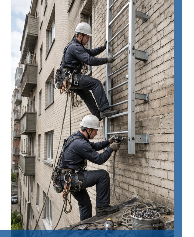 Монтаж пожарной лестницы в Фурманове от 25470 р заказать у ВЫСОТНИК-Фрв