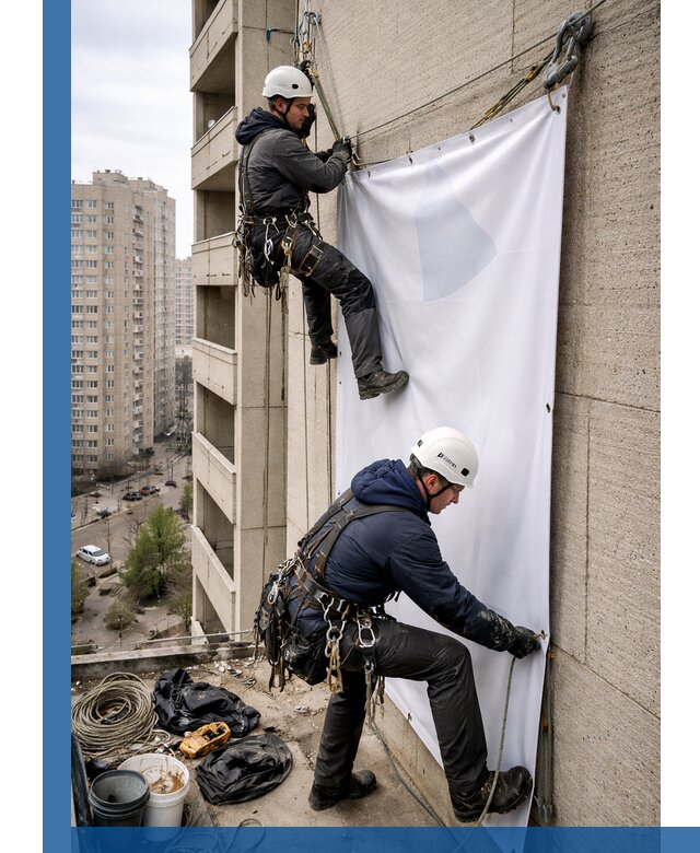 Профессиональный монтаж баннеров на фасаде в Фурманове