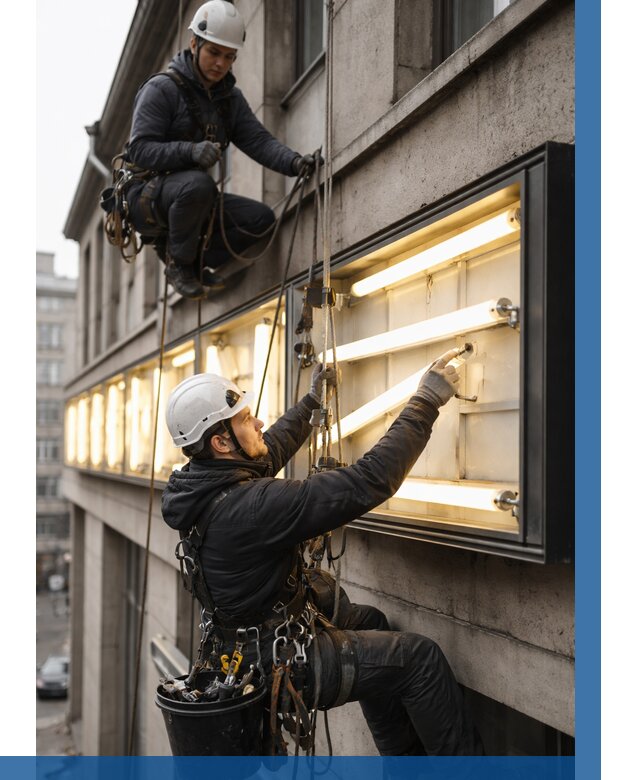 Замена ламп в вывеске в Фурманове под ключ от 3566 р. | ВЫСОТНИК-Фрв