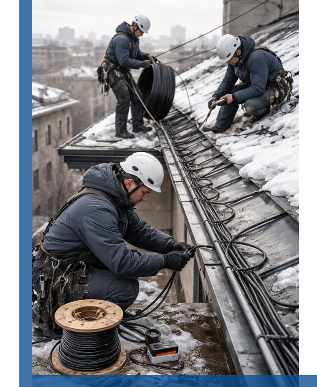 Монтаж греющего кабеля на кровле в Фурманове под ключ