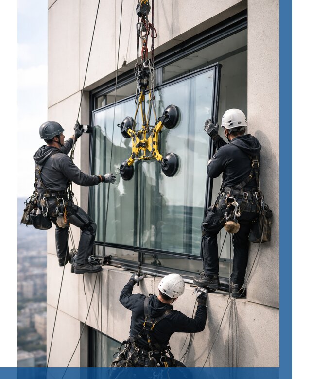 Монтаж стеклопакетов на высоте в Фурманове от 3260 р. | ВЫСОТНИК-Фрв