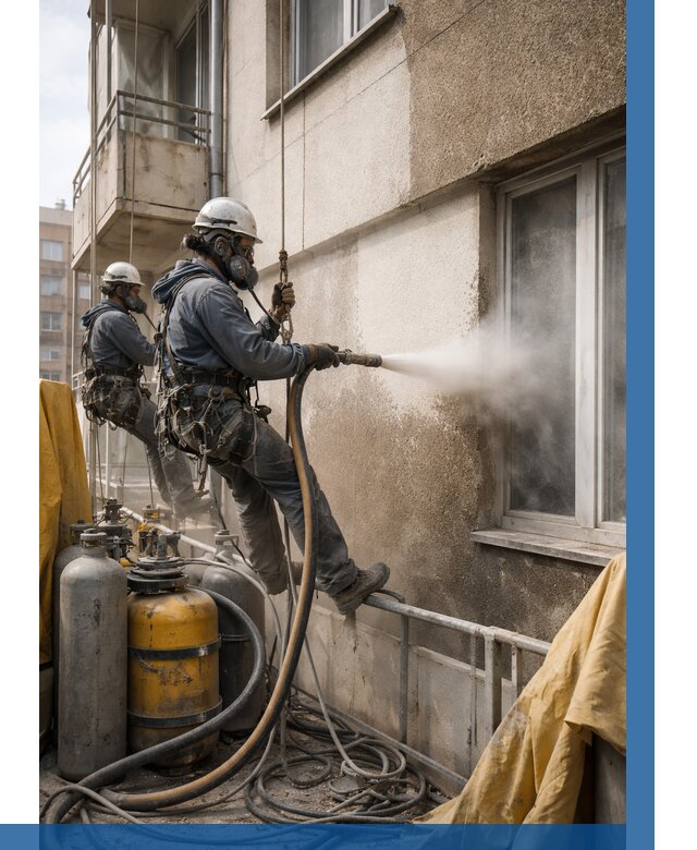 Пескоструйная очистка фасада в Фурманове от 662 р. | ВЫСОТНИК-Фрв