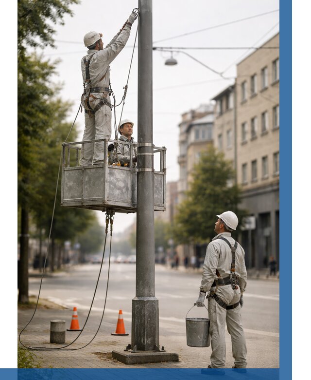 Покраска опор освещения в Фурманове от 5094 р. | ВЫСОТНИК-Фрв