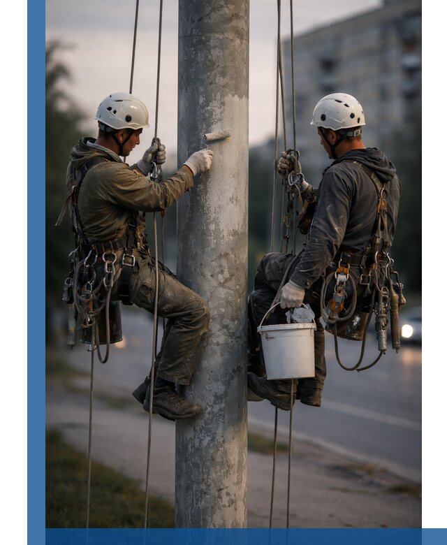 Покраска опор освещения и антикоррозийная защита в Фурманове