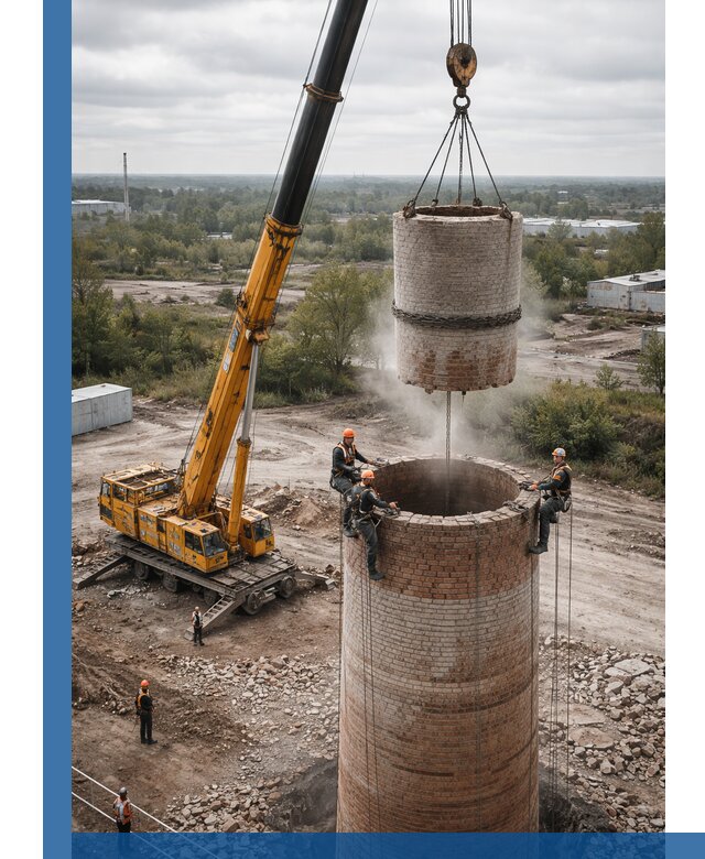 Демонтаж дымовой трубы в Фурманове с гарантиями безопасности