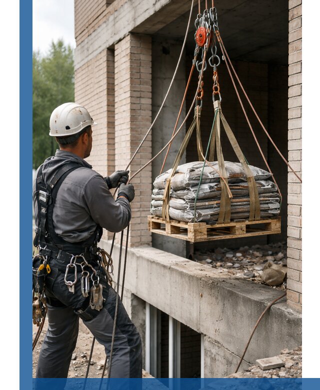 Подъем материалов на этаж веревками в Фурманове оперативно