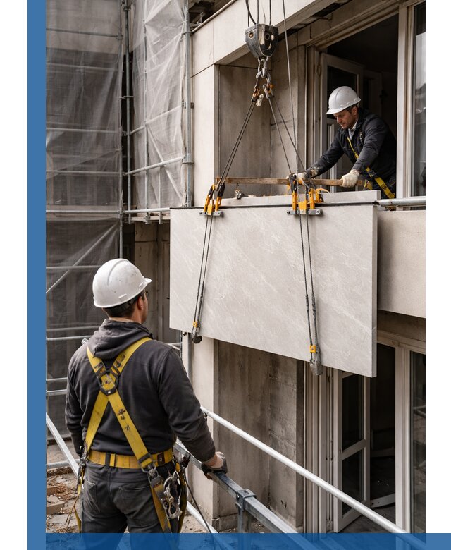 Подъем керамогранита на этаж в Фурманове грузчиками и техникой