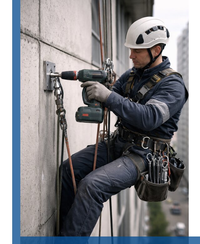 Установка анкерных точек для высотных работ в Фурманове